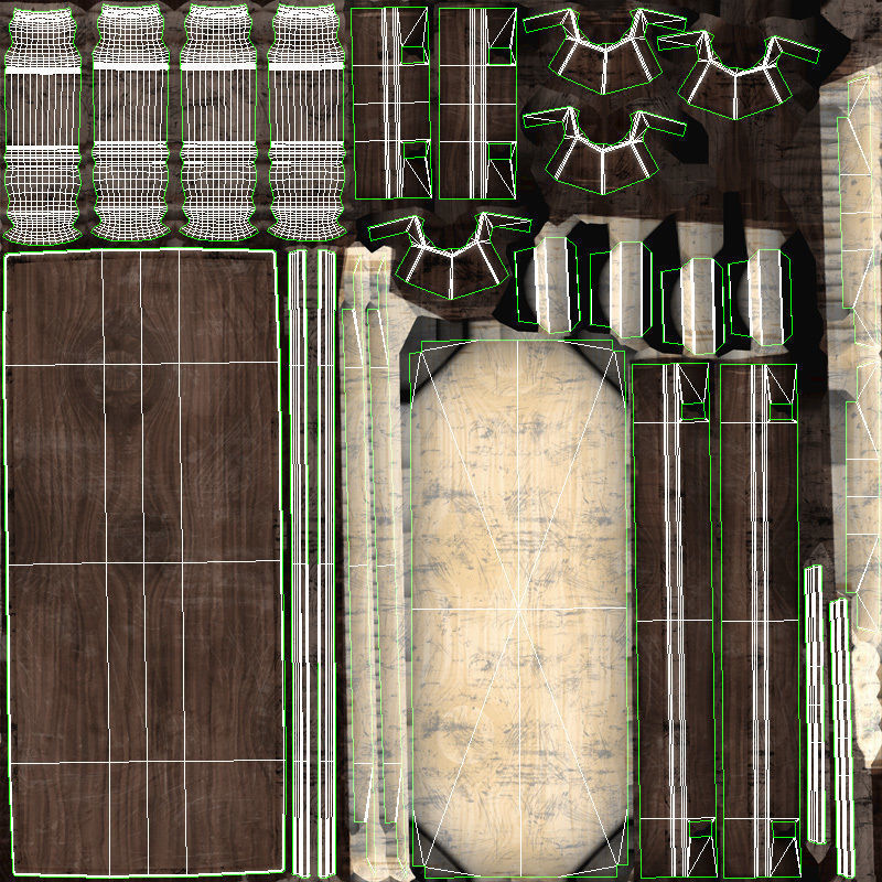Antique Dining Table Set Low-poly 3D model_17