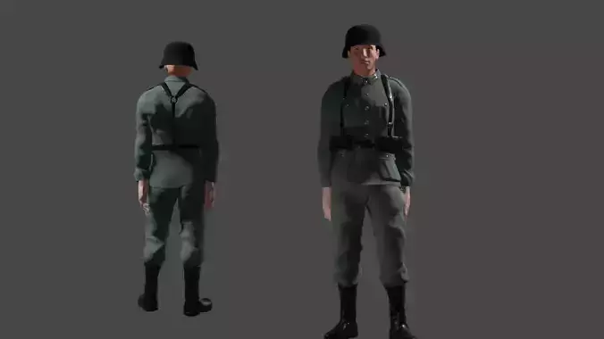 Wehrmacht Soldier - RIGGED ANIMATED Low-poly 3D model
