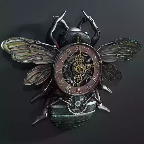 Steampunk Bee Wall Clock Low-poly 3D model
