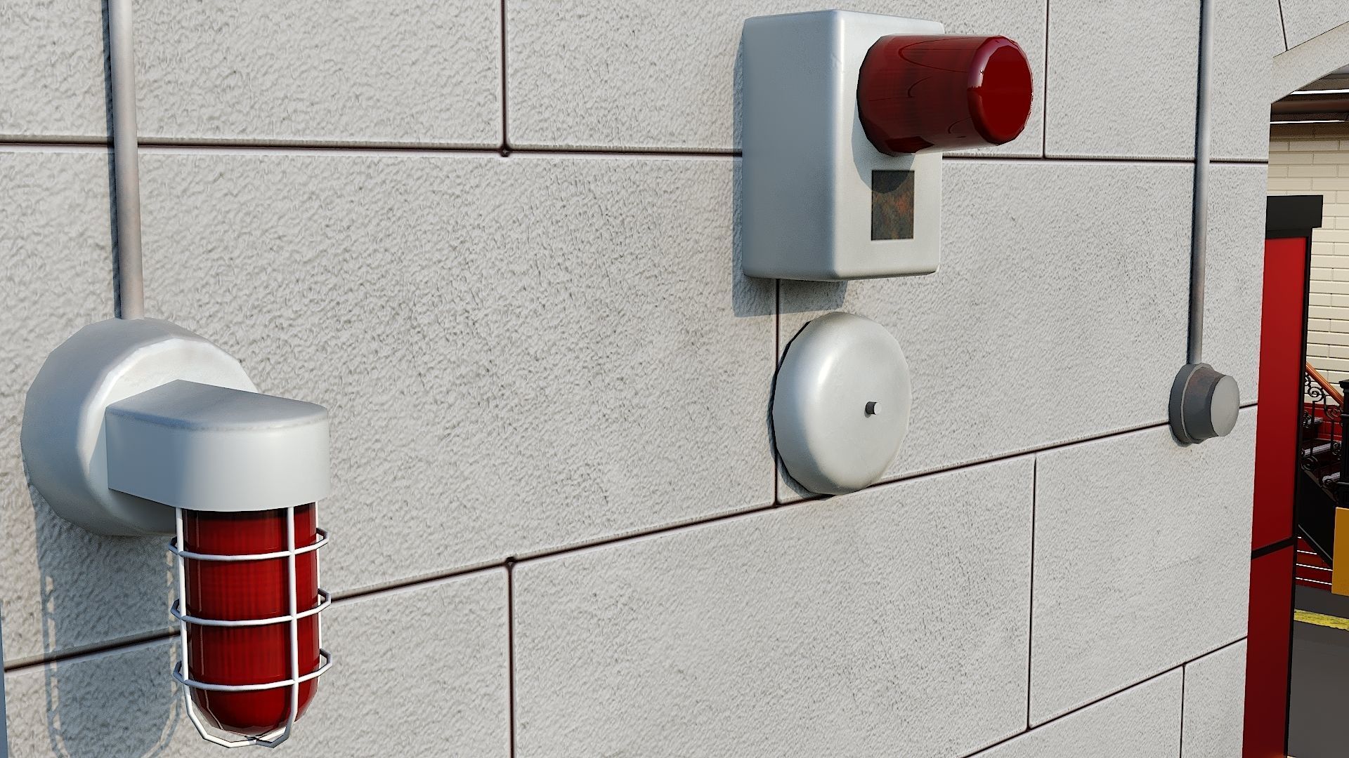 Firehouse FDNY with interior Low-poly 3D model_13