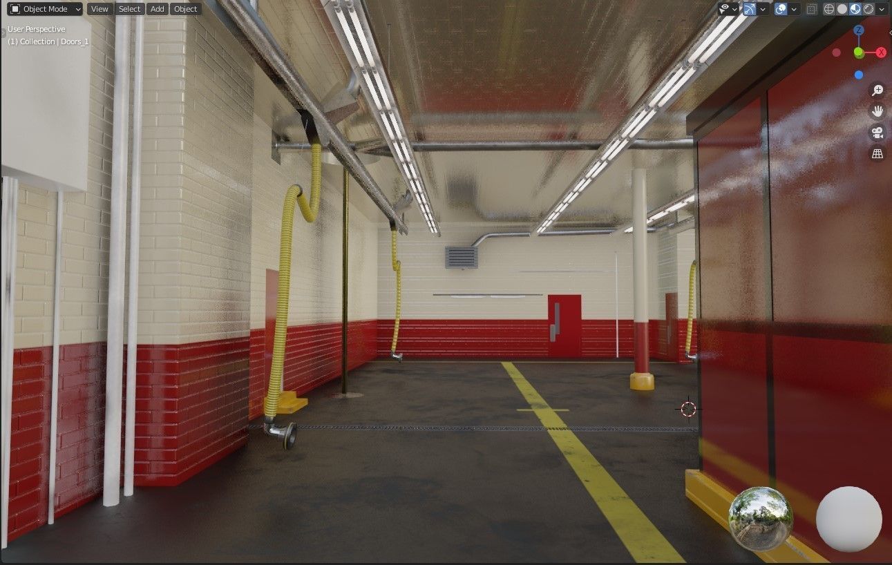 Firehouse FDNY with interior Low-poly 3D model_49