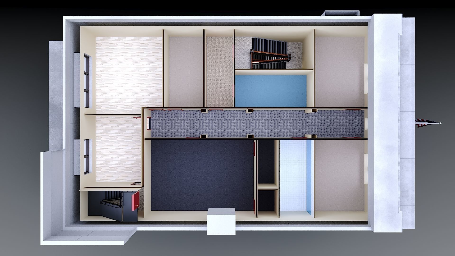 Firehouse FDNY with interior Low-poly 3D model_32