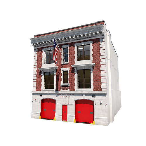 Firehouse FDNY with interior Low-poly 3D model