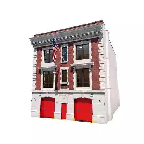Firehouse FDNY with interior Low-poly 3D model