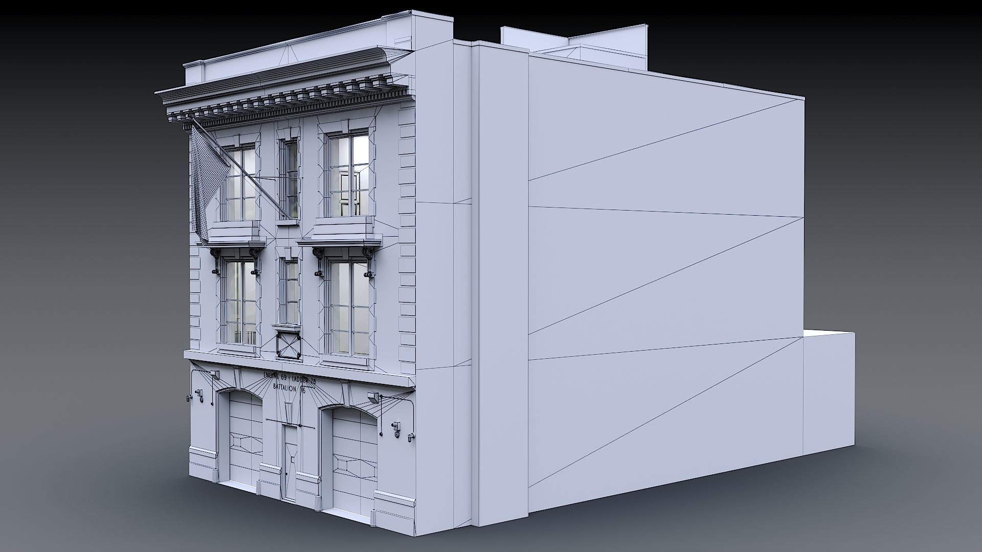 Firehouse FDNY with interior Low-poly 3D model_40