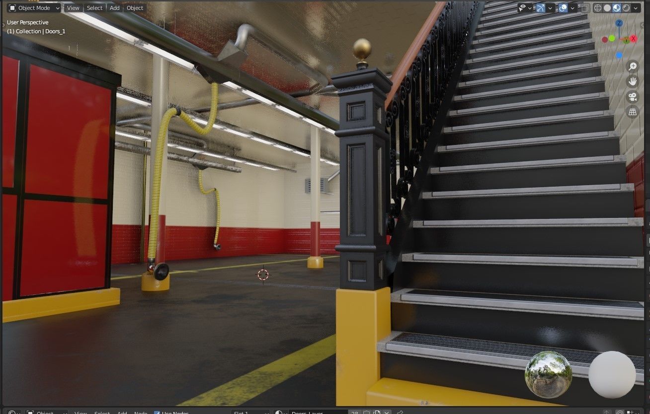 Firehouse FDNY with interior Low-poly 3D model_50