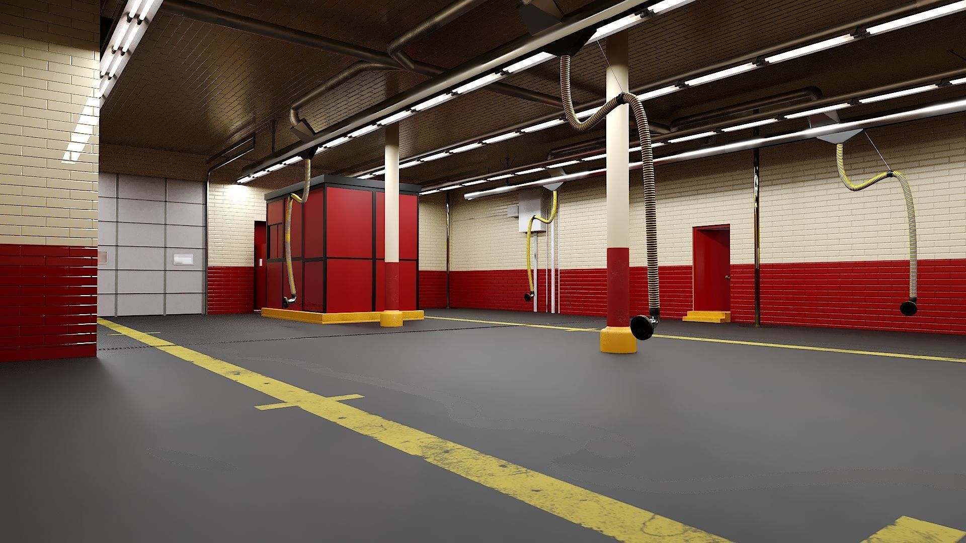 Firehouse FDNY with interior Low-poly 3D model_17