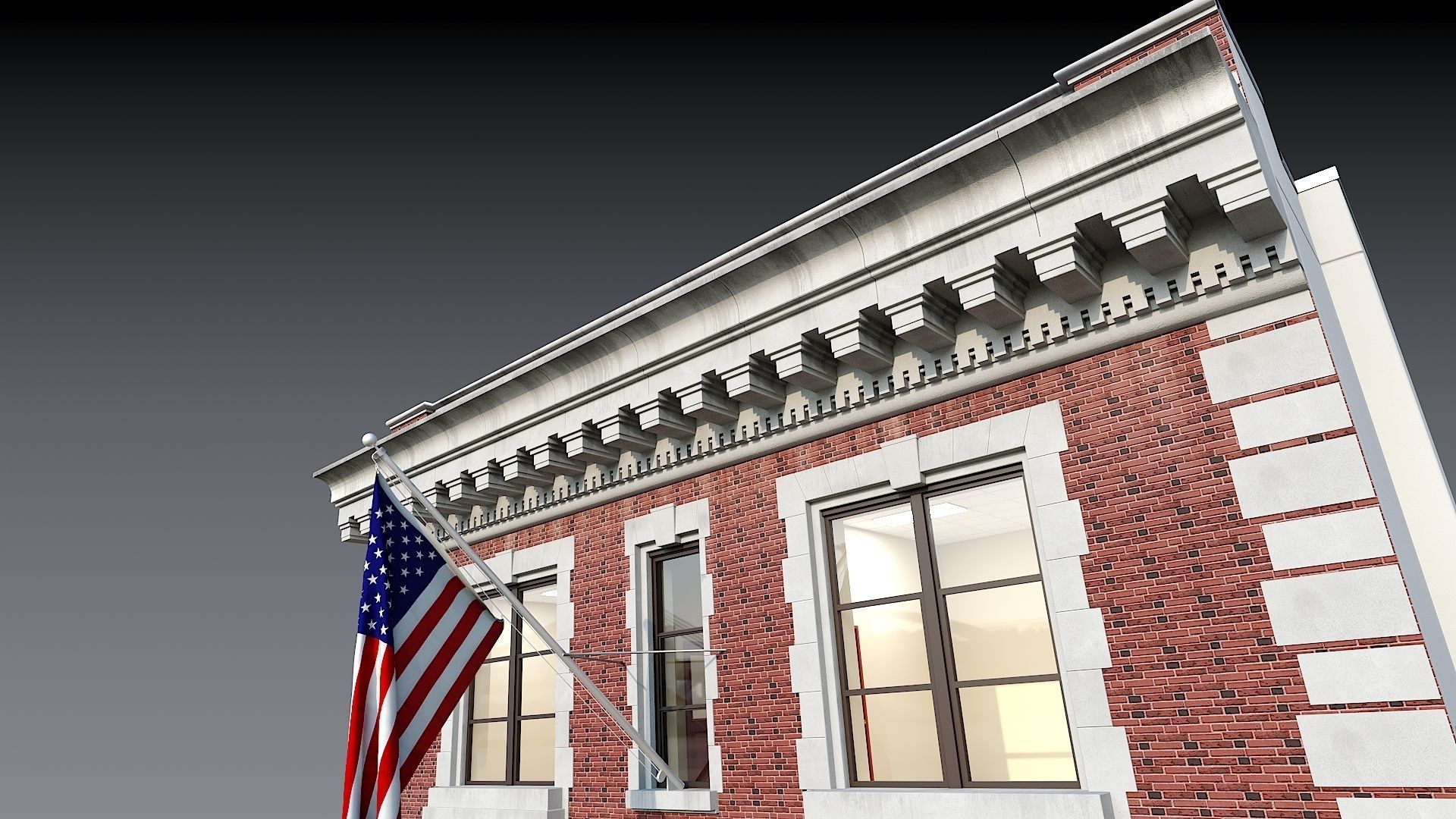 Firehouse FDNY with interior Low-poly 3D model_12