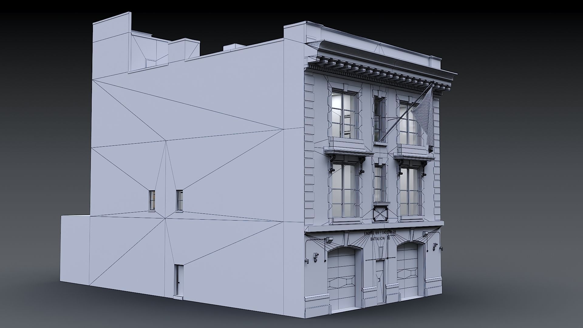 Firehouse FDNY with interior Low-poly 3D model_38