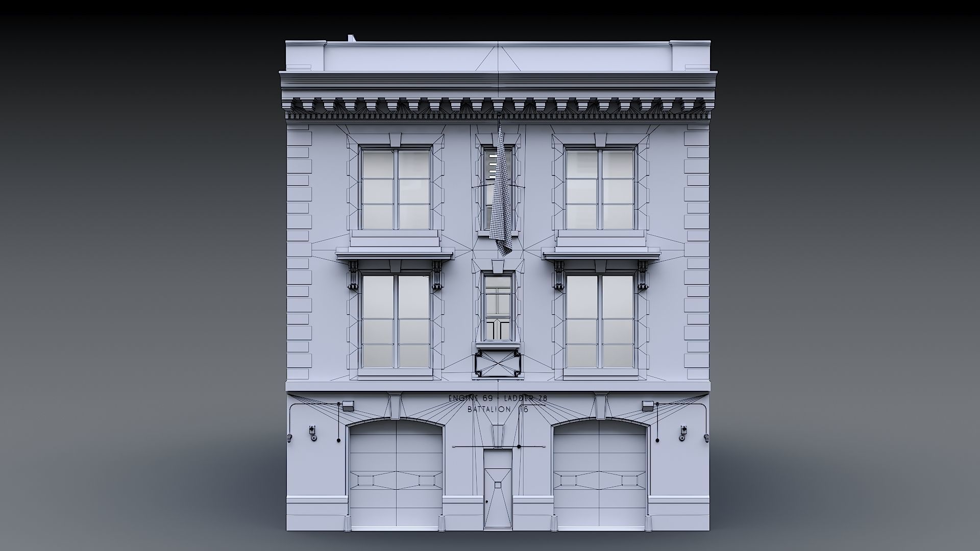 Firehouse FDNY with interior Low-poly 3D model_39