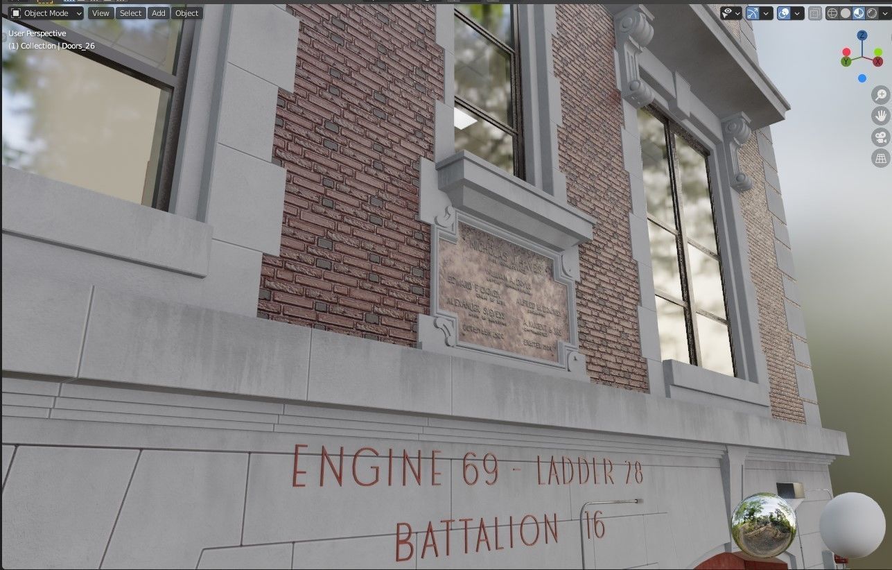 Firehouse FDNY with interior Low-poly 3D model_52