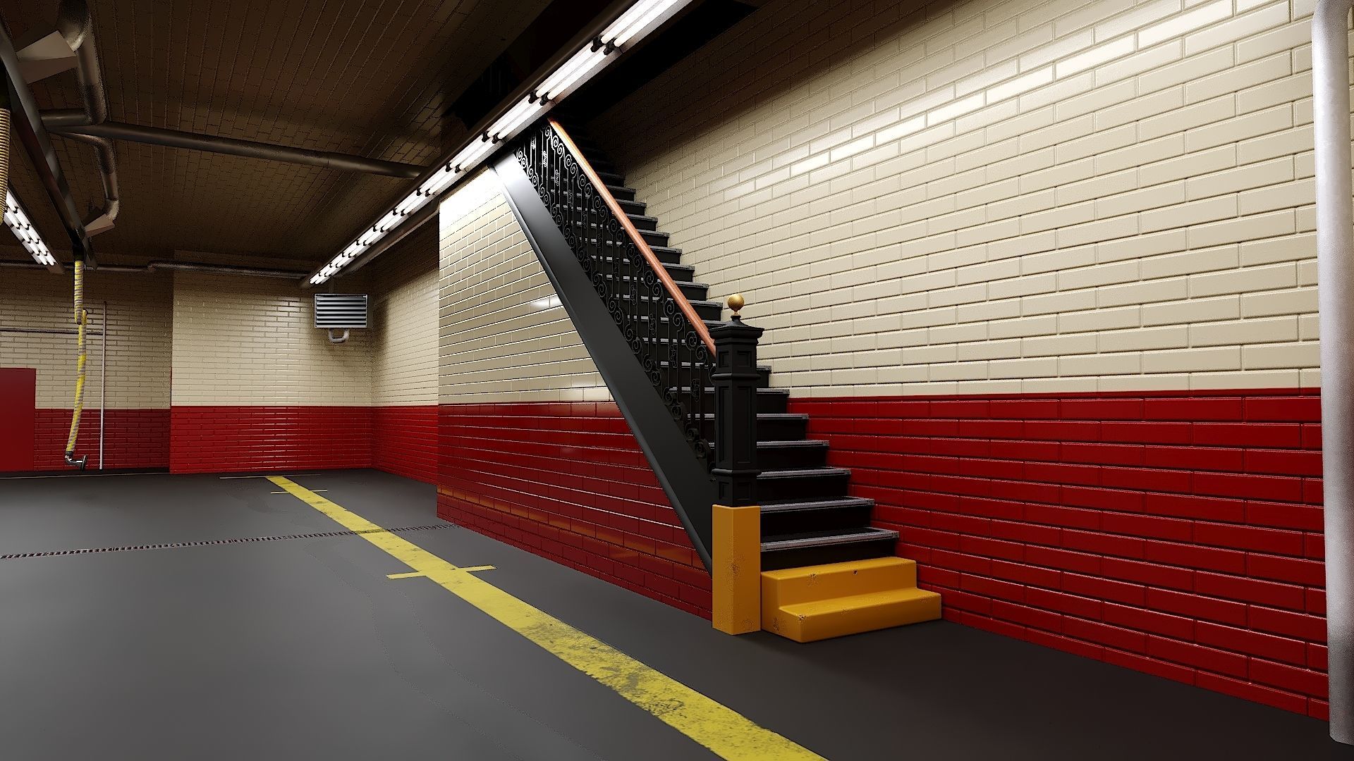 Firehouse FDNY with interior Low-poly 3D model_19