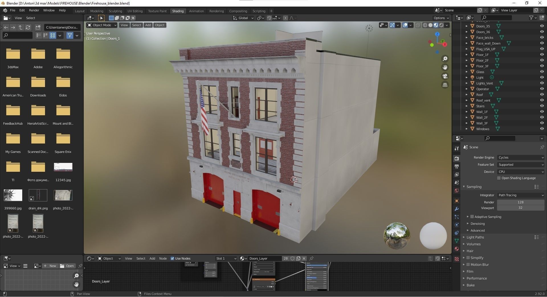 Firehouse FDNY with interior Low-poly 3D model_48