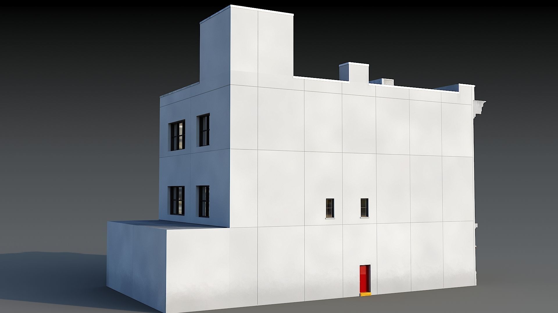 Firehouse FDNY with interior Low-poly 3D model_10