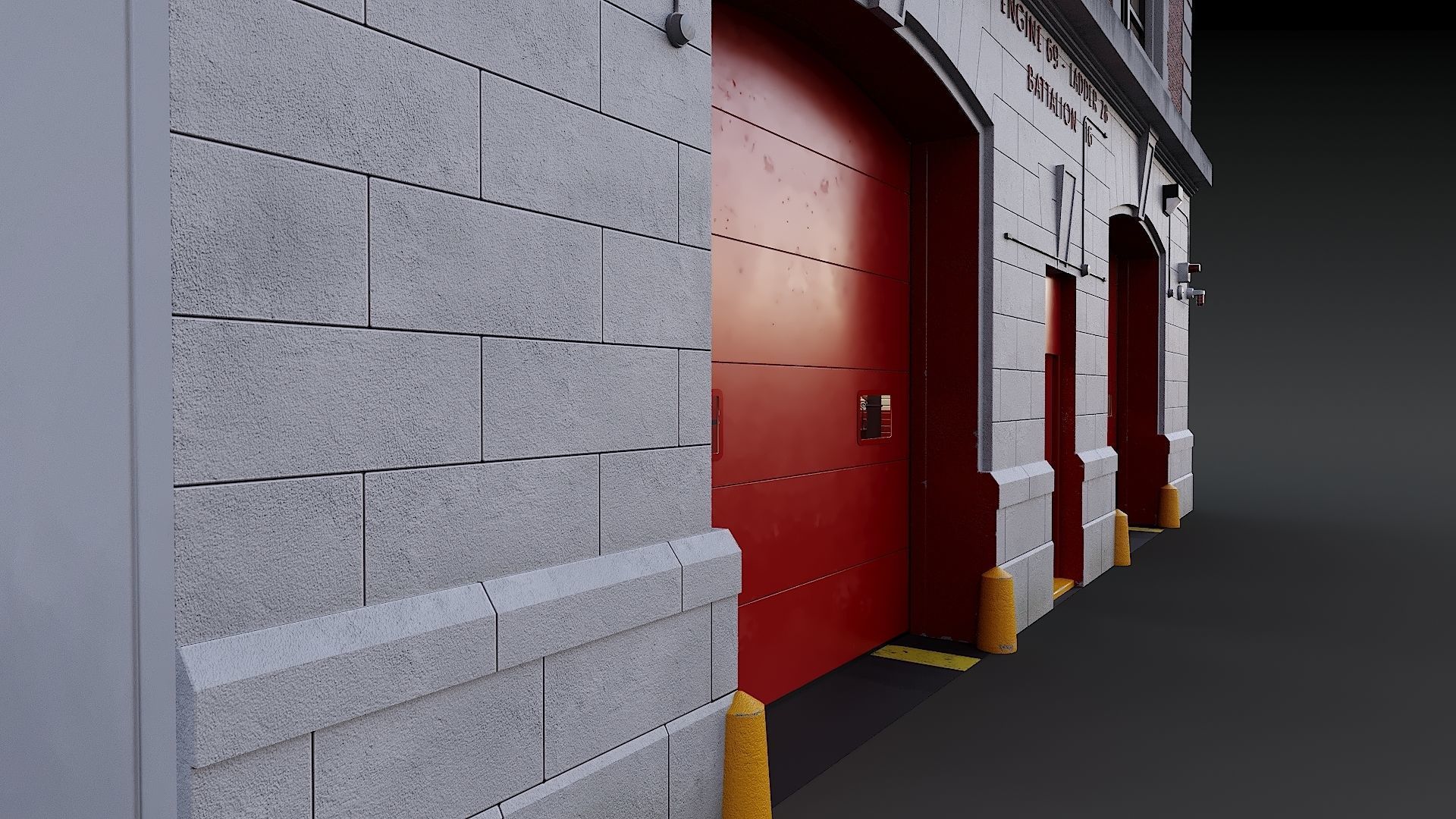 Firehouse FDNY with interior Low-poly 3D model_14