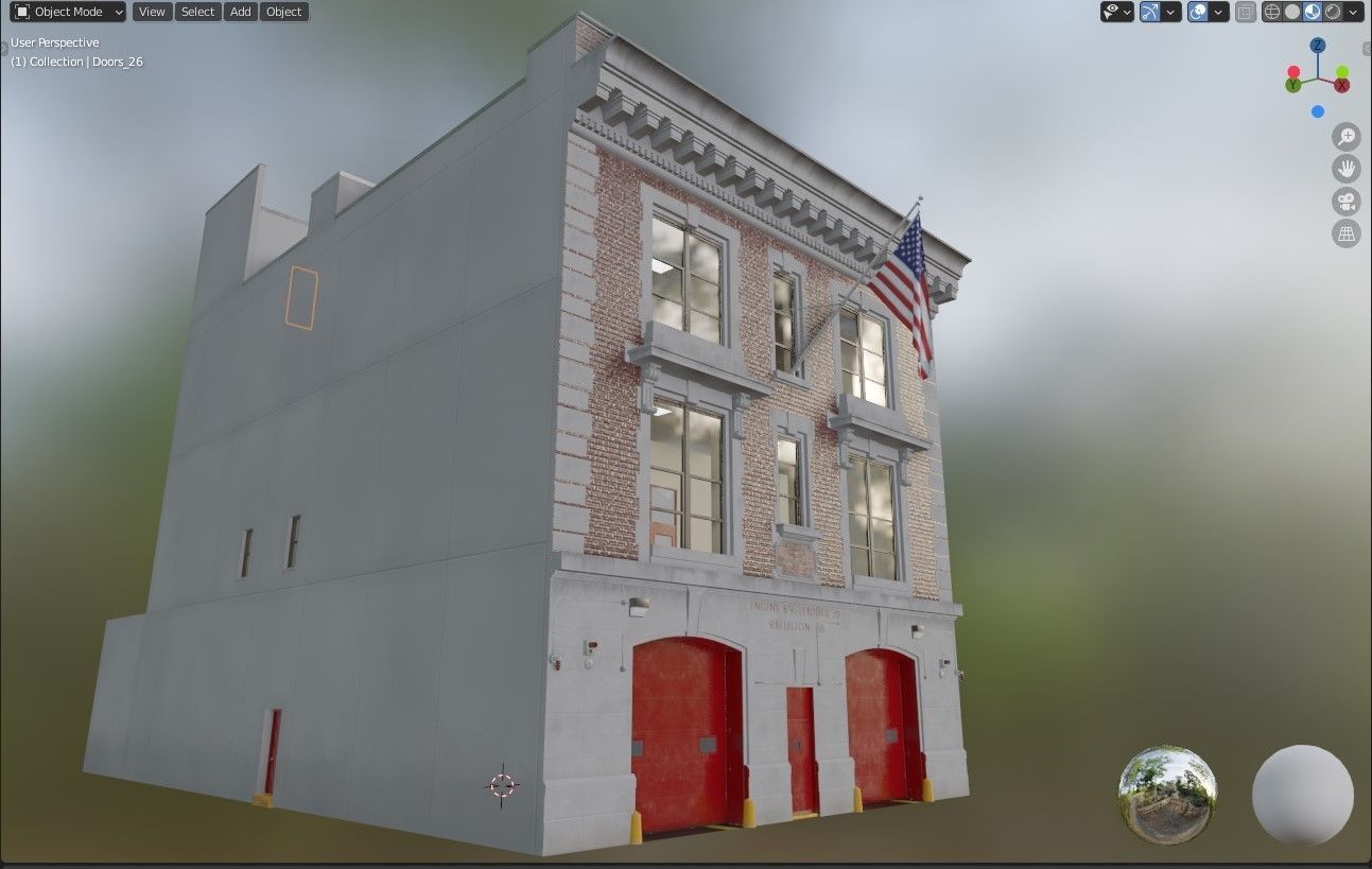 Firehouse FDNY with interior Low-poly 3D model_53