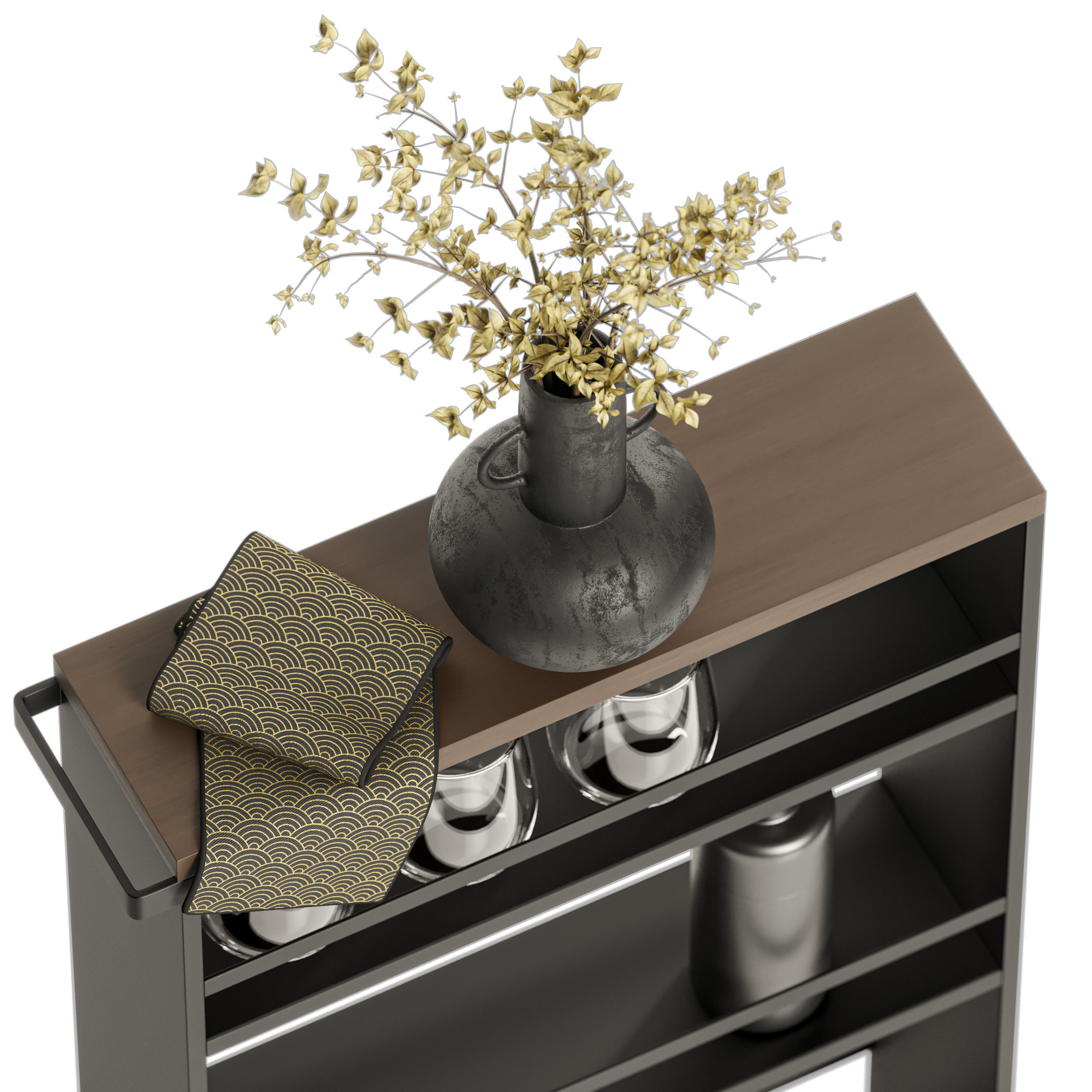 Crate and barrel Yamazaki Black Rolling Cart 3D model CGTrader