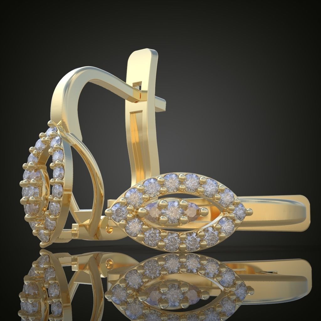 Earring 3D model 3D printable model 0124-6 3D print model_4