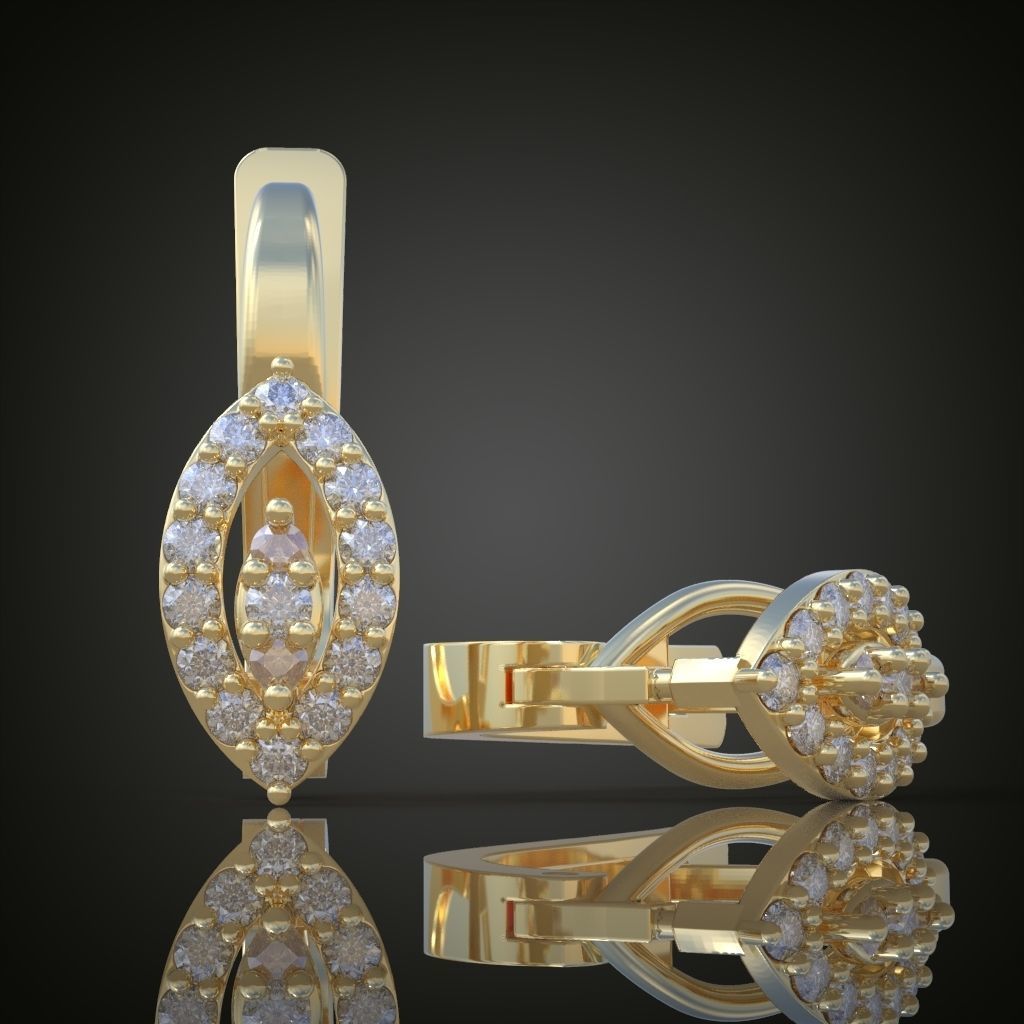 Earring 3D model 3D printable model 0124-6 3D print model_1