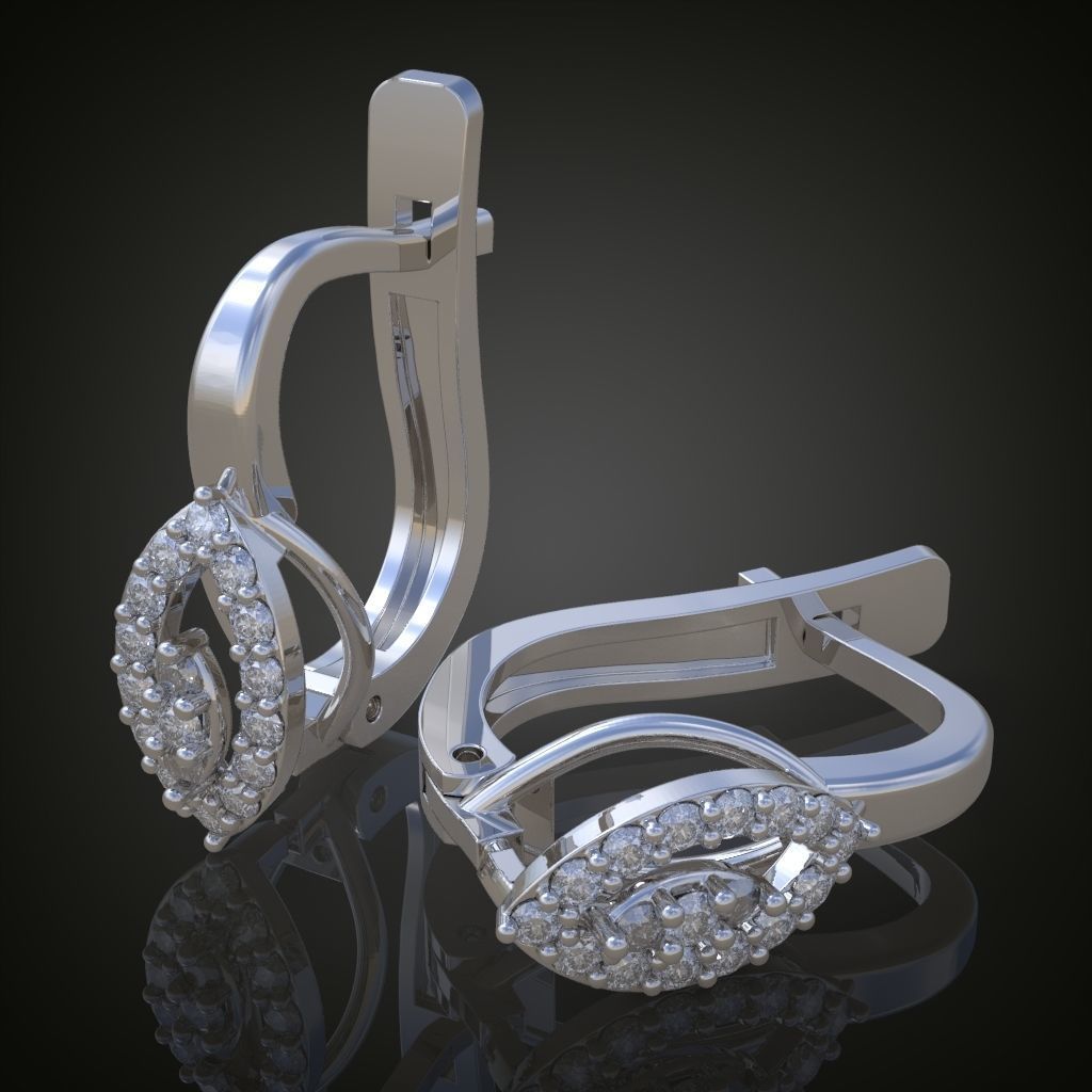 Earring 3D model 3D printable model 0124-6 3D print model_3