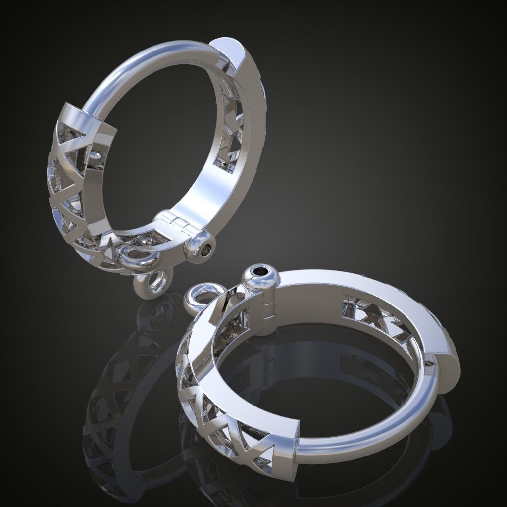 Earring 3D model 3D printable model 0125-10ol 3D print model_6