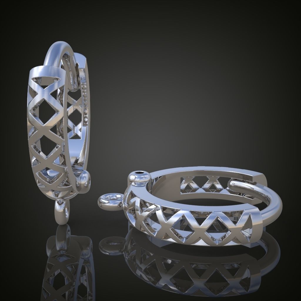 Earring 3D model 3D printable model 0125-10ol 3D print model_3