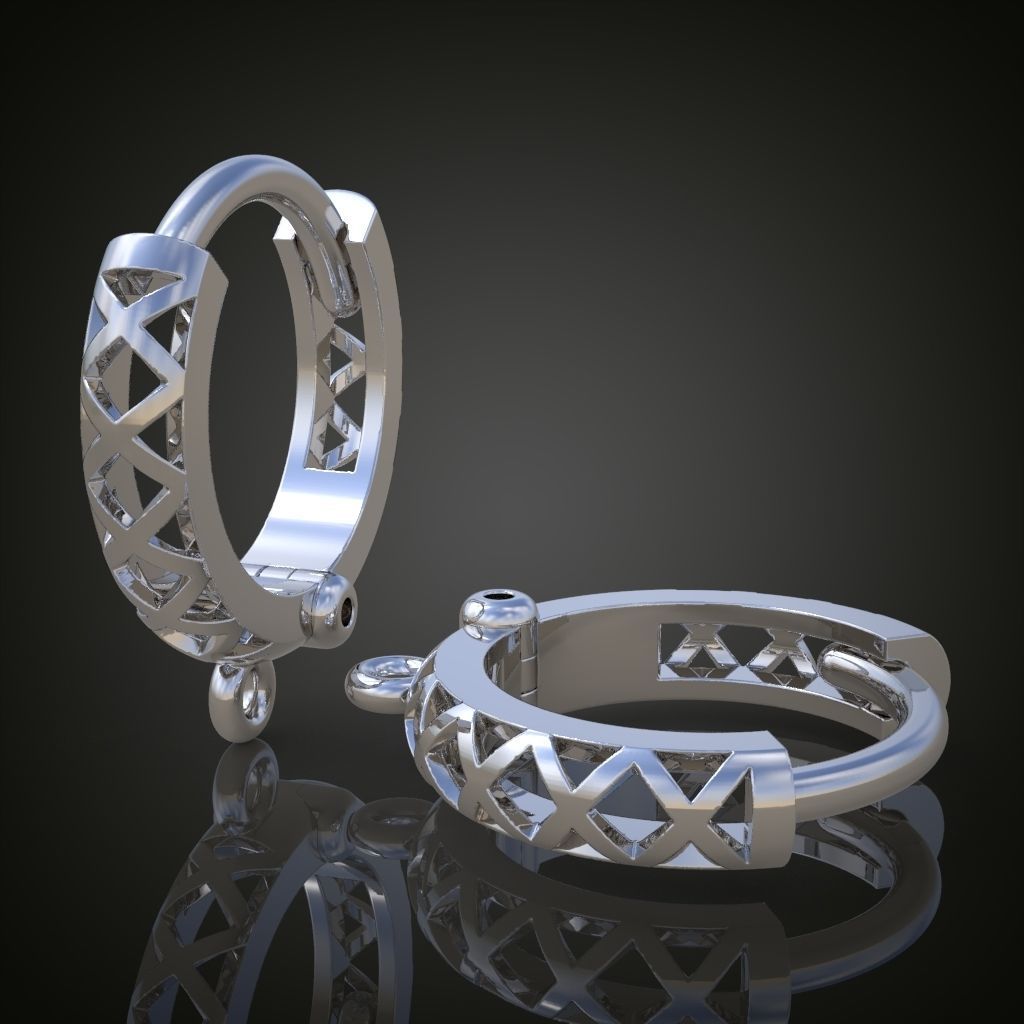 Earring 3D model 3D printable model 0125-10ol 3D print model_1