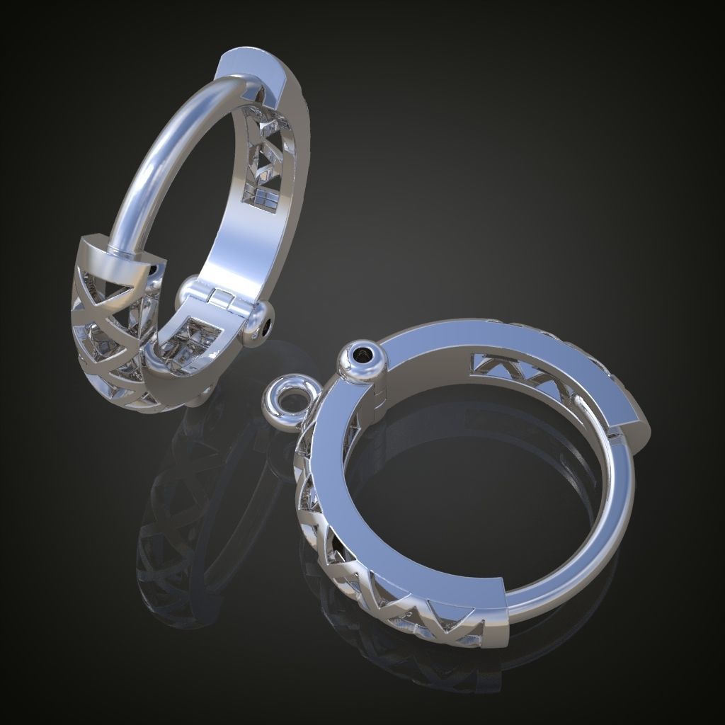 Earring 3D model 3D printable model 0125-10ol 3D print model_4