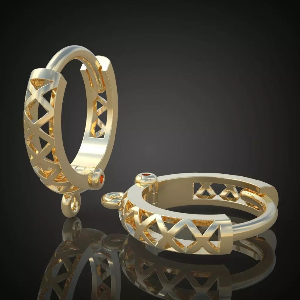 Earring 3D model 3D printable model 0125-10ol 3D print model_0