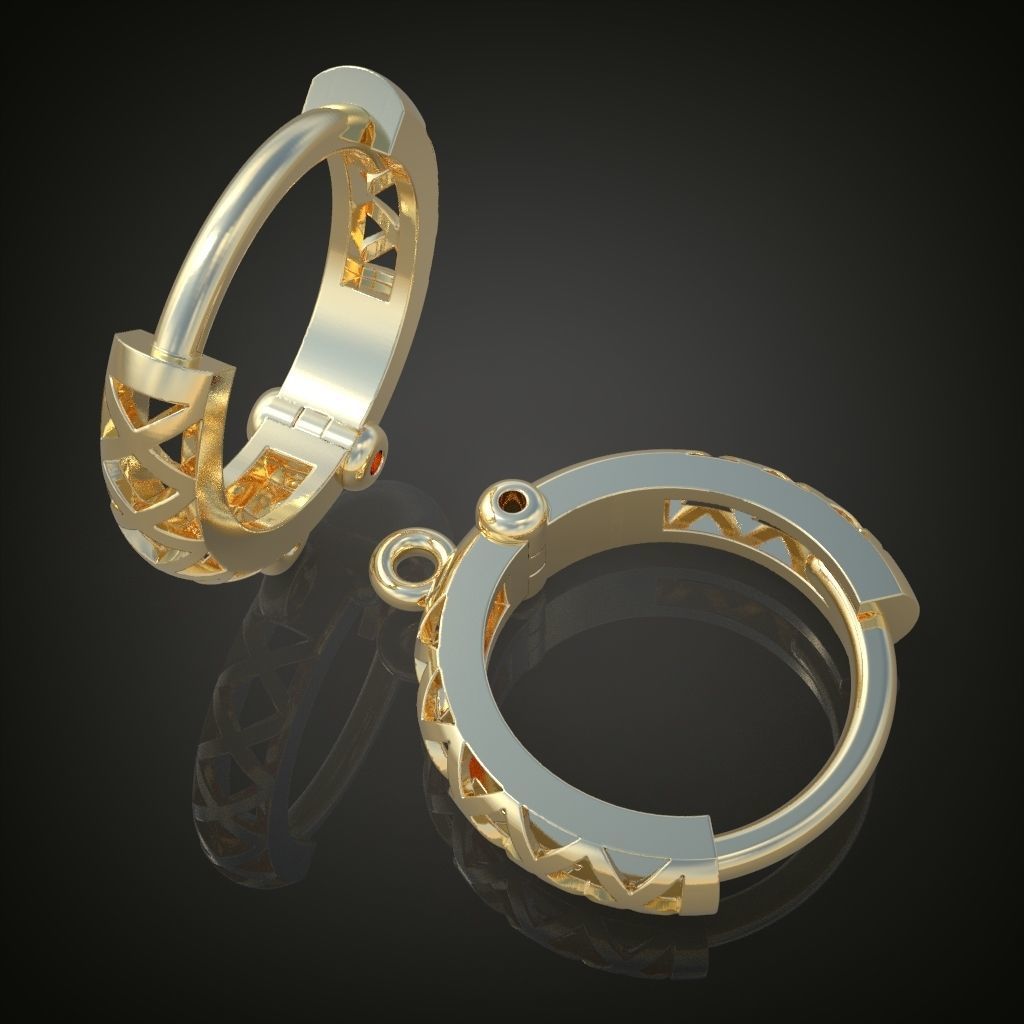 Earring 3D model 3D printable model 0125-10ol 3D print model_5