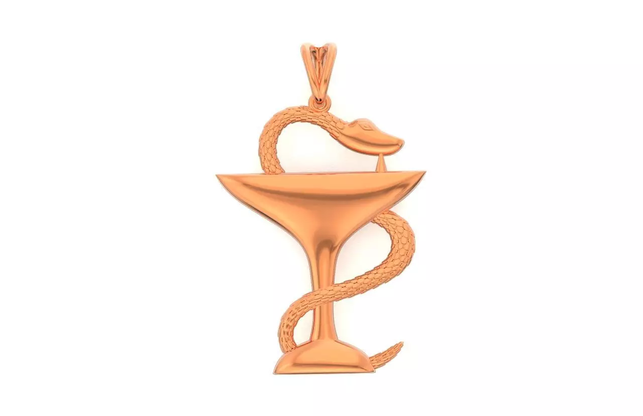 pendant Symbol of medicine bowl with a snake 538 3D print model