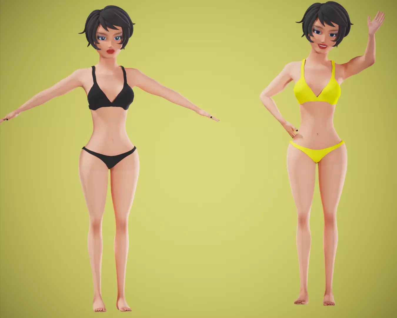 cartoon rigged girl Free low-poly 3D model