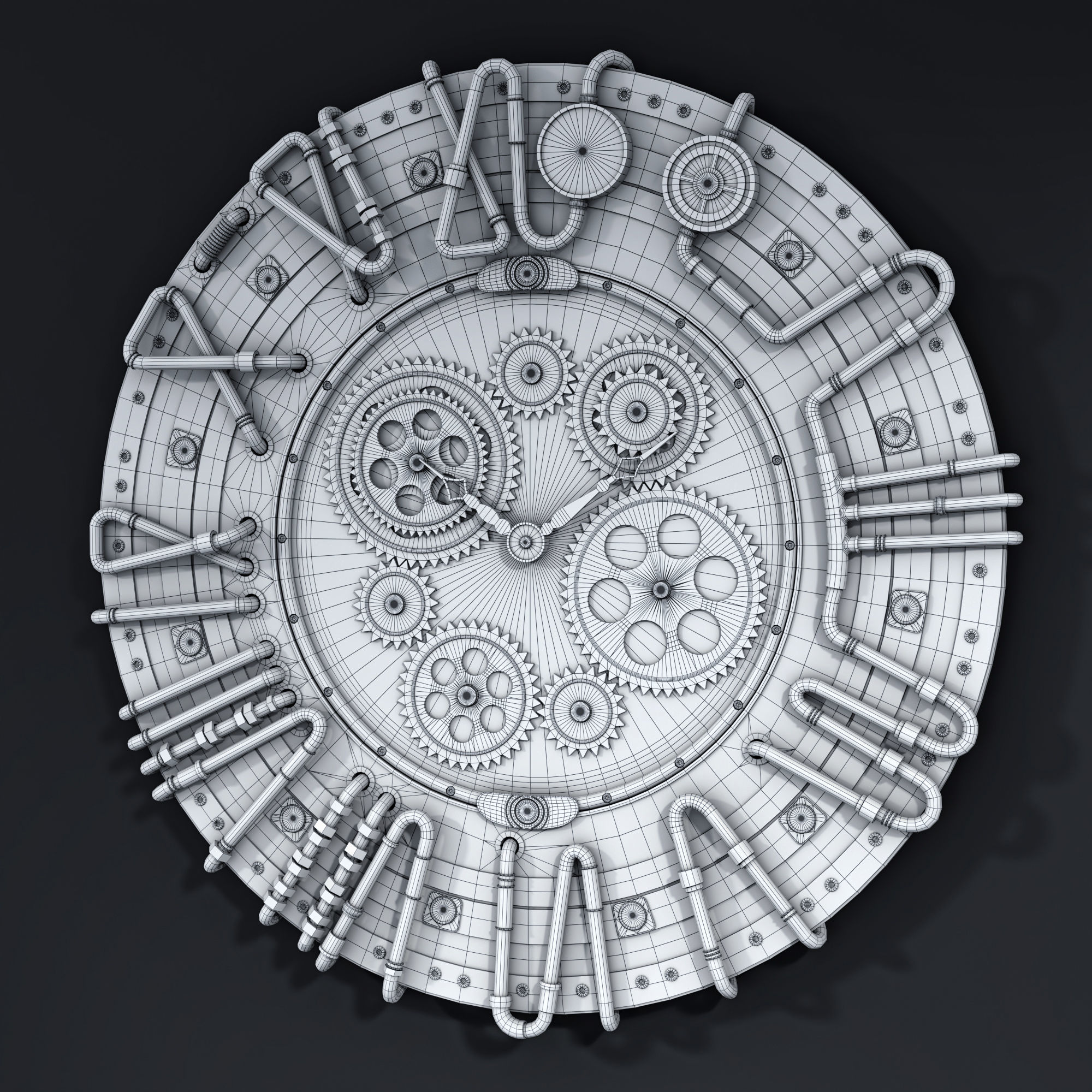 steampunk wall clocks 3D Model Collection_8
