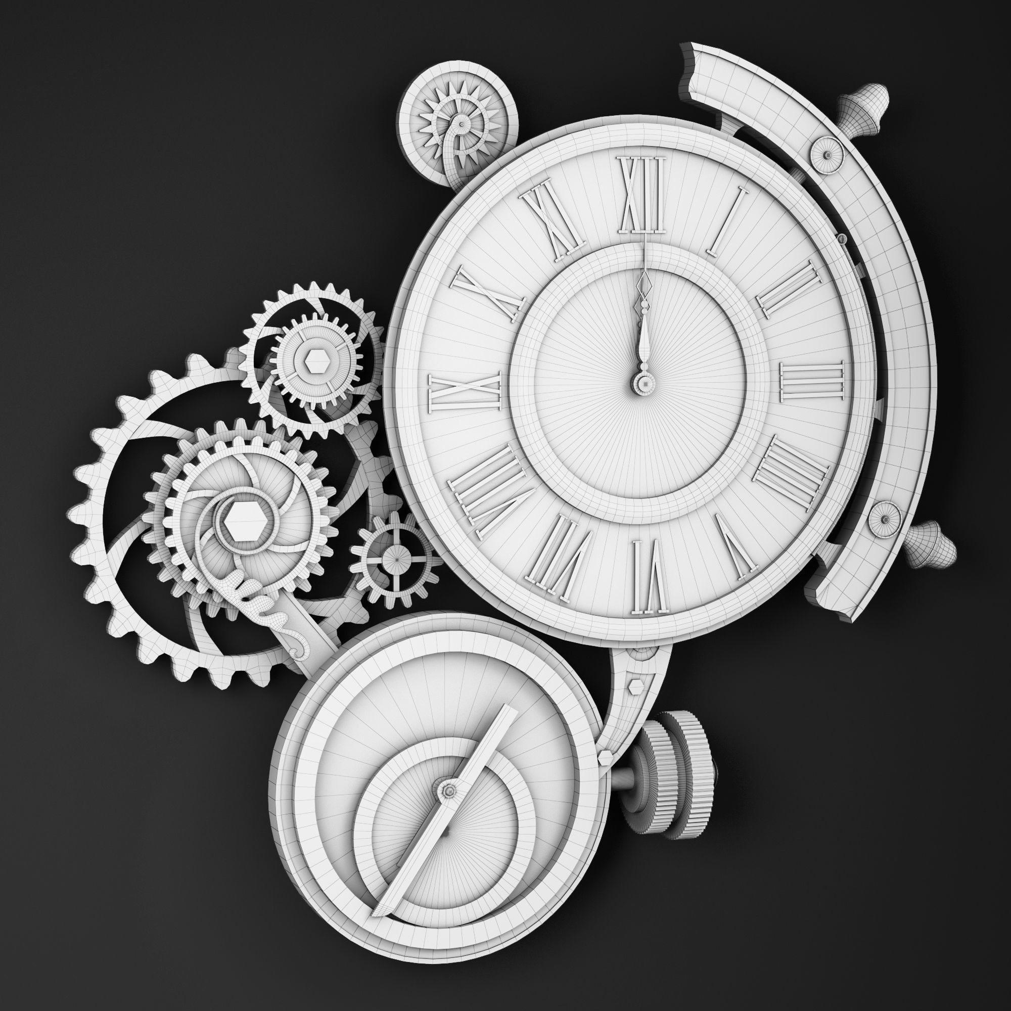 steampunk wall clocks 3D Model Collection_15
