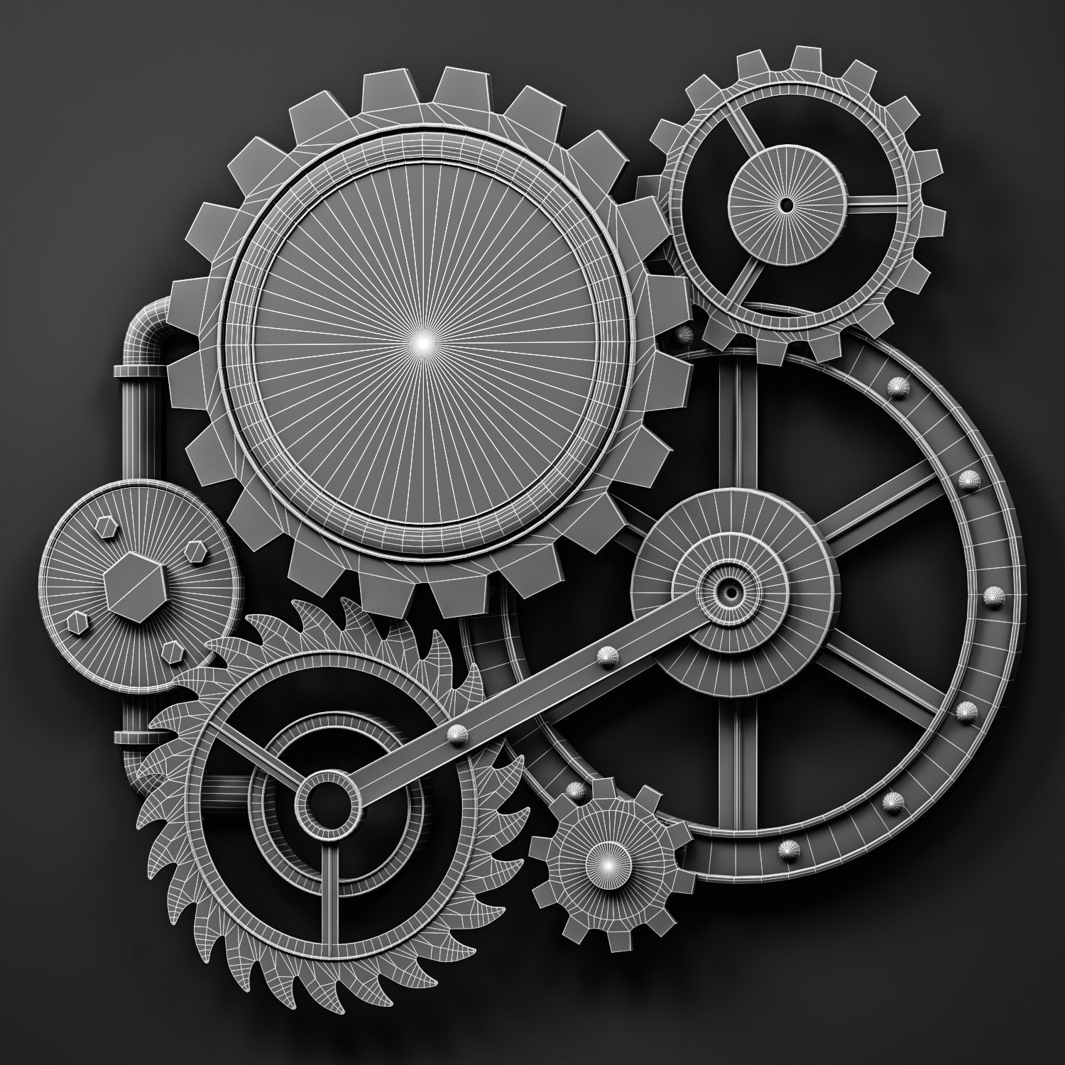steampunk wall clocks 3D Model Collection_11