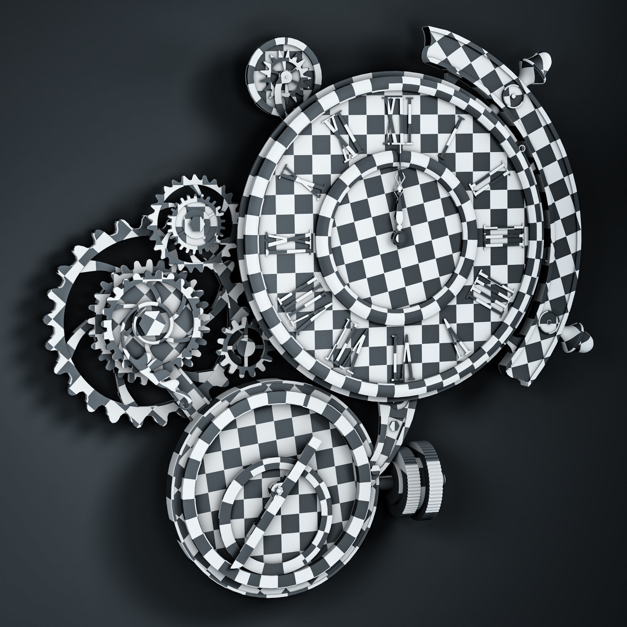 steampunk wall clocks 3D Model Collection_16