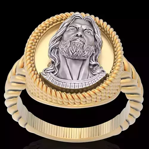 Jesus ring printable jewelry silver gold 3D model