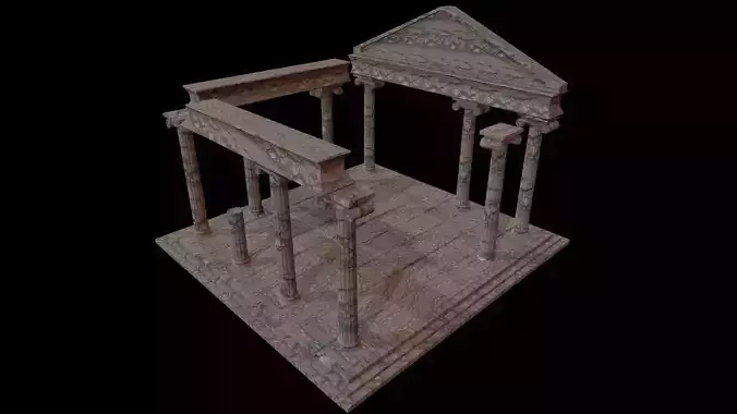 Old Ionic Temple Low-poly 3D model