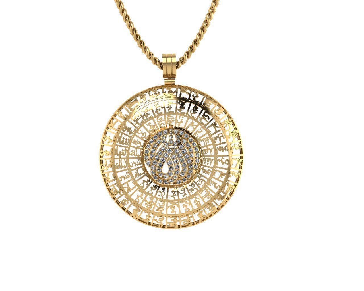 ALLAH Names Pendant 3D print model_0