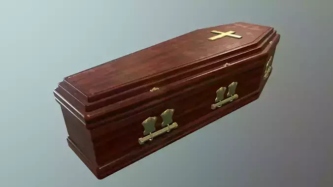 Coffin wooden casket Low-poly 3D model