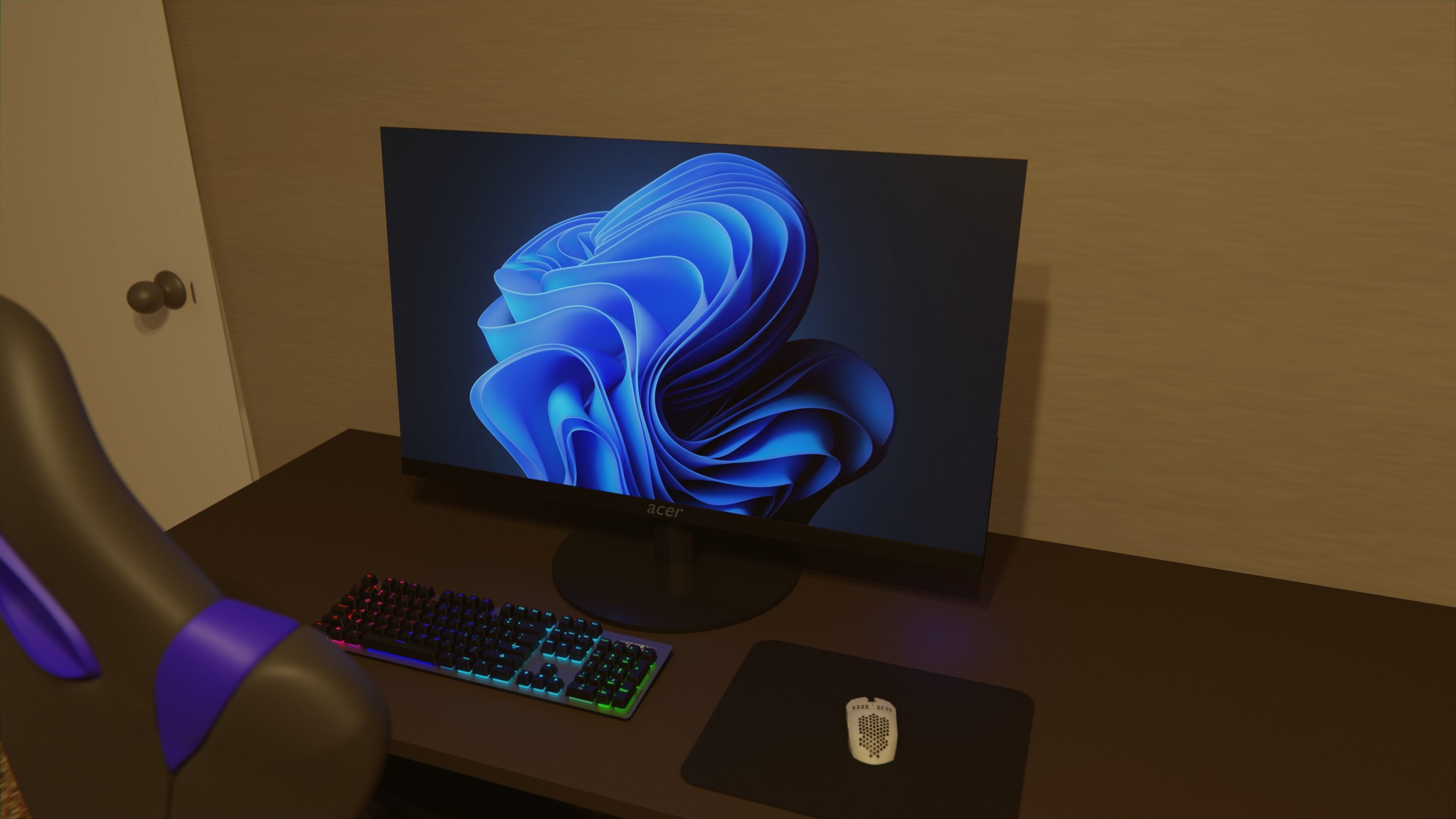Acer SB230 Monitor Low-poly 3D model_12