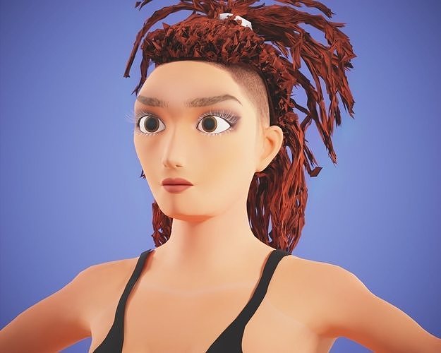 cartoon rigged  girl Free low-poly 3D model