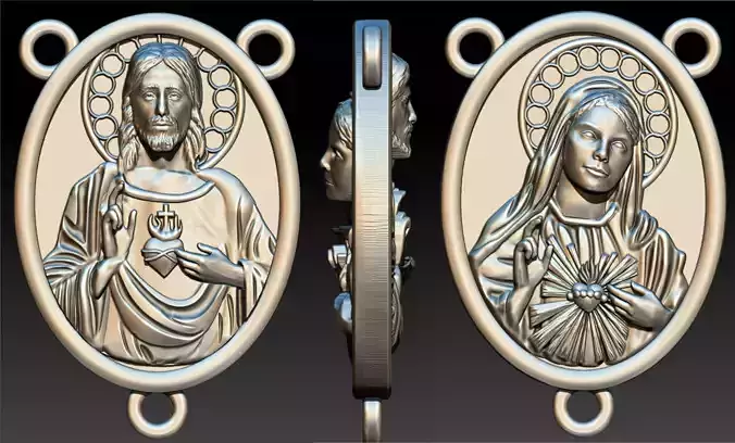 Rosary And Scapular -Bonus- Immaculate Heart of Mary and Jesus 3D print model