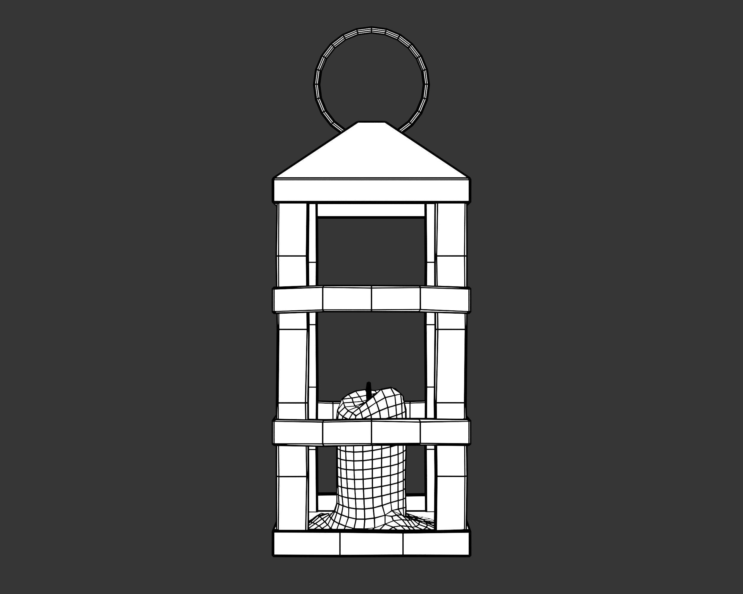 Medieval Crude Lighting Lantern Low-poly 3D model_5