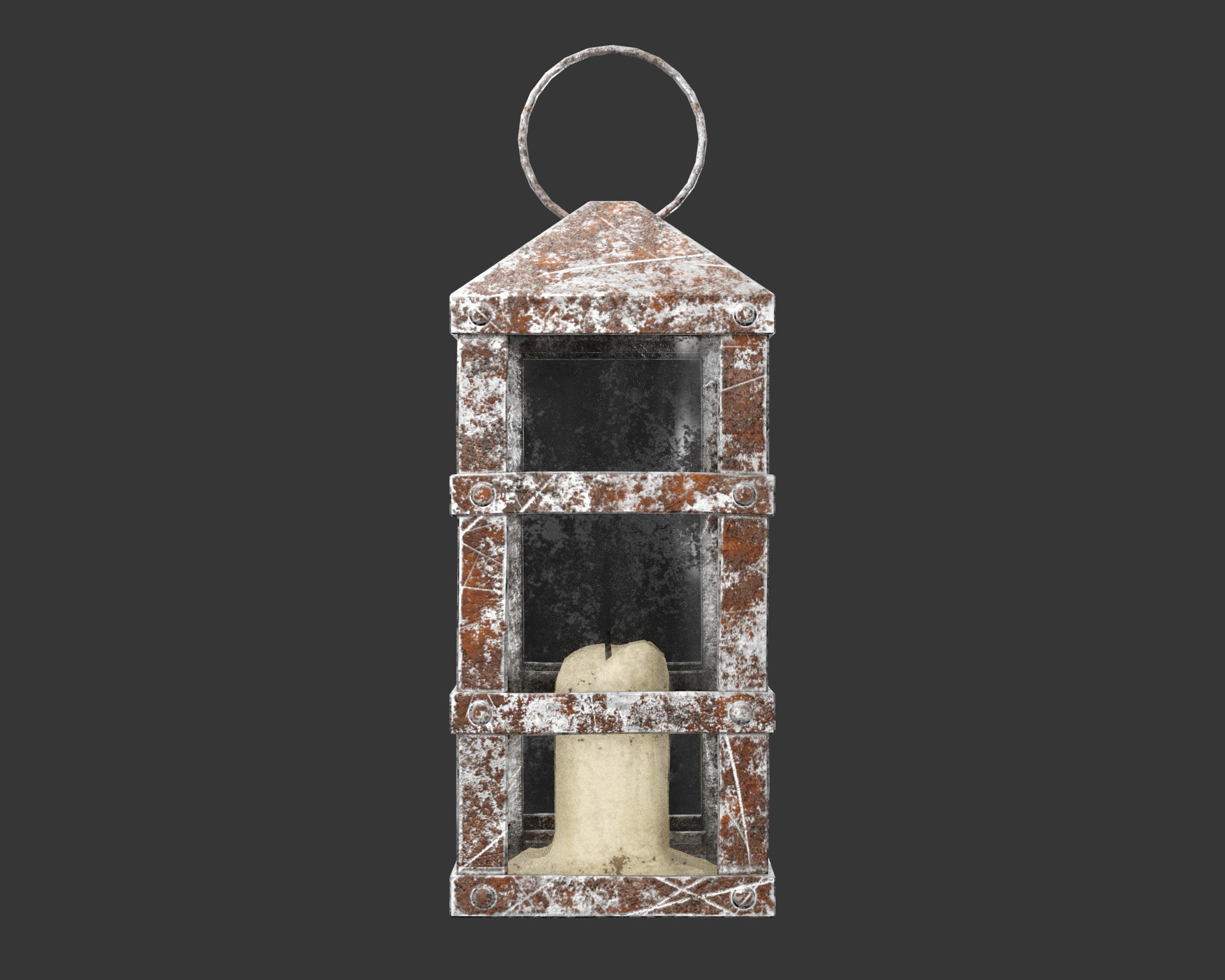 Medieval Crude Lighting Lantern Low-poly 3D model_3