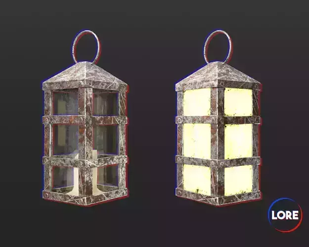 Medieval Crude Lighting Lantern Low-poly 3D model