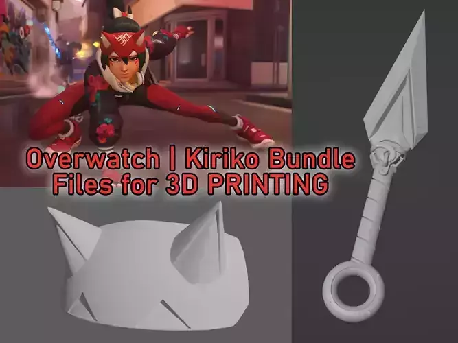 Overwatch - Kiriko Bundle - Kunai and Kitsune mask  3D print model