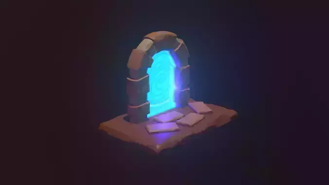 Portal stone door with glowing light