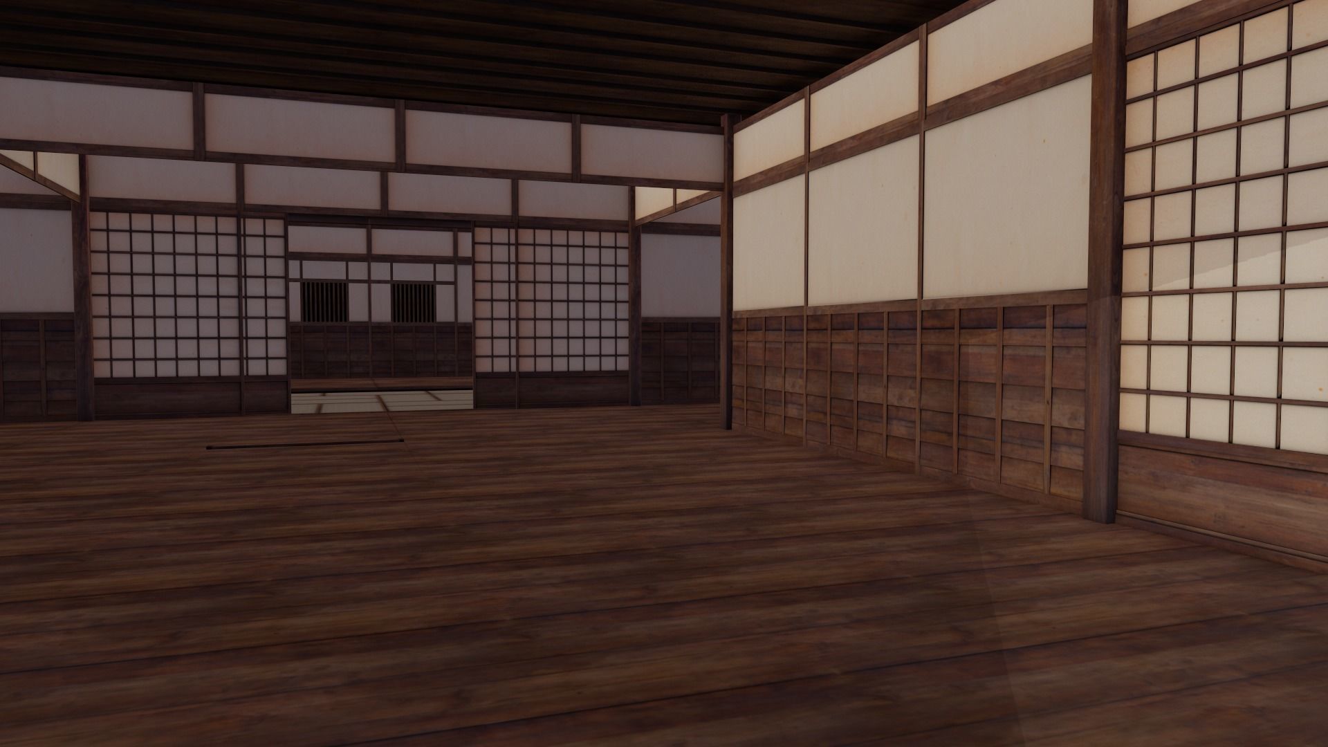 Japanese traditional House Model with Interior Low-poly 3D model_9