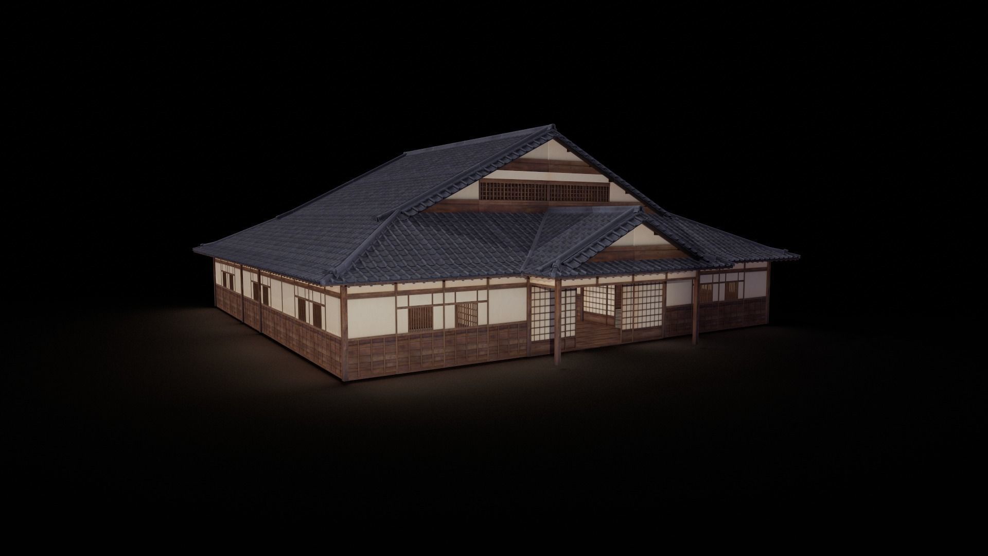 Japanese traditional House Model with Interior Low-poly 3D model_27